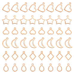 Розовое Золото 120 шт 6 стиль 304 подвески из нержавеющей стали, штамповка пустой метки, разнообразные, розовое золото , 10~14x7~14x0.8~1 мм, отверстие : 1 мм, 20 шт / стиль