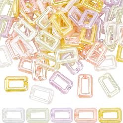 Mixed Color Transparent Acrylic Linking Rings, Quick Link Connectors, For Jewelry Chains Making, AB Color Plated, Imitation Gemstone Style, Rectangle, Mixed Color, 30x20x6.5mm, Inner Diameter: 18x8mm, 5 colors, 20pcs/color, 100pcs/set