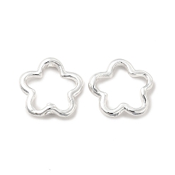 Silbern Silberfarbig Langlebiger, plattierter Rahmen aus Legierungsperlen, Cadmiumfrei und Nickel frei und Bleifrei, Blume, Silbern Silberfarbig, 15.5x16x3 mm, Bohrung: 1.4 mm, Innendurchmesser: 12.5x11 mm