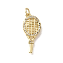Прозрачный Латунные микро проложить кубического циркония подвески, ракетка, без кадмия и без свинца, стойки покрытие, долговечный, реальный 18 k позолоченный, прозрачные, 25.5x11.5x2.5 мм, отверстие : 3.5 мм