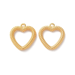 Настоящее золото 18K Латунные подвески, сердце прелести, реальный 18 k позолоченный, 14.5x13.5x2 мм, отверстие : 1 мм