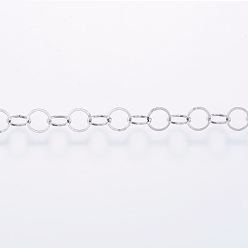 Нержавеющая Сталь Цвет Устойчивые к потускнению ручная работа 304 цепи из нержавеющей стали, пайки, с катушкой, цвет нержавеющей стали, 5x0.3 мм, около 65.61 футов (20 м) / рулон