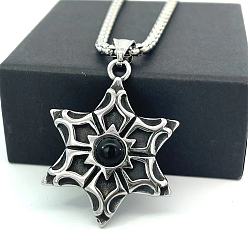 Нержавеющая Сталь Цвет Винтажные ожерелья из нержавеющей стали с гексаграммой для женщин, цвет нержавеющей стали