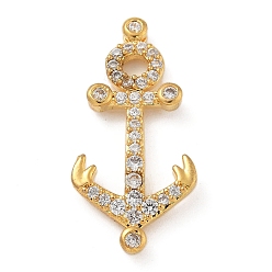 Настоящее золото 18K Латунная стойка с микропаве из прозрачного кубического циркония, долговечный, без свинца и без кадмия, якорь, реальный 18 k позолоченный, 30.5x15x3.5 мм, отверстие : 3 мм