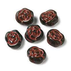 Черный Прозрачные бусины лэмпворк, роза, чёрные, 13x8 мм, отверстие : 1 мм, Около 65~75 шт / 100 г