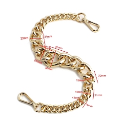 Golden Aluminum Bag Shoulder Chains, Bag Chain Replacement, Golden, 120cm