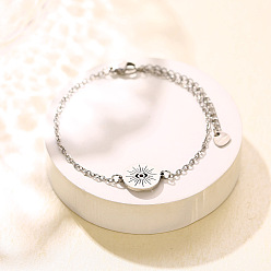 Evil Eye 304 maillons en acier inoxydable bracelets, couleur inox, sans ternissement, mauvais œil, 6.50 pouce (16.5 cm)