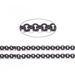 Черный 304 из нержавеющей стали цепи Роло, с катушкой, для изготовления ювелирных изделий, несварные, чёрные, 4x0.9 мм, около 32.8 футов (10 м) / рулон