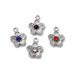 (52) Непрозрачная лаванда 304 подвески из нержавеющей стали со стразами, , цвет нержавеющей стали, разноцветные, 12x10x2.5 мм, отверстие : 1.6 мм