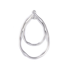 Нержавеющая Сталь Цвет Подвески из сплава без кадмия, слеза, цвет нержавеющей стали, 47.5x29x1.5 мм, отверстие : 1.4 мм