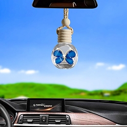 Озёрно--синий 8мл стеклянные флаконы для духов с рисунком бабочки, флакон-диффузор для освежителя воздуха, подвесное украшение, с деревянной крышкой, для украшения зеркала заднего вида автомобиля, Плут синий, 200 мм, емкость: 8 мл (0.27 жидких унций)