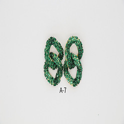 Зеленый лайм Серьги-гвоздики из сплава и стекла, овальные цепи бордюров, зеленый лайм, 60x35 мм