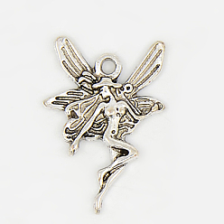 Античное Серебро Сплавочные подвески тибетского стиля, ангел, античное серебро, без свинца и без никеля и без кадмия , 22.5x15x2.5 мм, Отверстие : 1.5 мм , около 690 шт / 1000 г