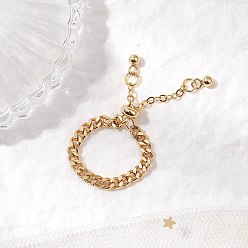 Настоящее золото 18K Регулируемые латунные витые панцирные цепочки кольца для женщин, реальный 18 k позолоченный, внутренний диаметр: 14.5~18.5 мм