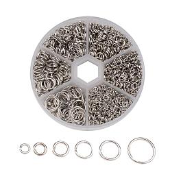 Platinum 1600 pcs Iron Open Jump Rings, Metal Connectors for DIY Jewelry Crafting and Keychain Accessories, Platinum, 18~21 Gauge, 4~10x0.7~1mm, Inner Diameter: 2.6~8mm, about 1600pcs/box