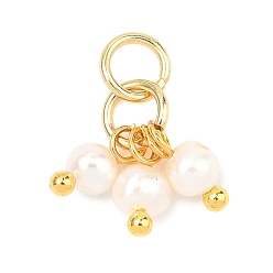 Золотой Подвески из натурального пресноводного жемчуга, картофельные бусины, подвески-кисточки, кремово-белые, золотые, 14 мм, Перейти кольцо: 5x1 мм, внутренний диаметр: 3 мм