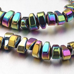 Rainbow Plated Electroplate Non-magnetic Synthetic Hematite Bead Strands, teardrop, Multi-color Plated, 6x4x3mm, Hole: 1mm, about 135pcs/strand, 15.7 inch