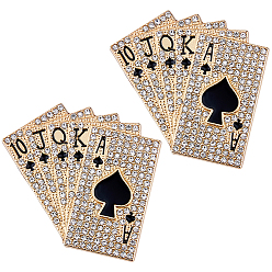 Doré  2 pièces de pins en émail en forme de cartes à poker, broches en alliage pour vêtements de sac à dos, or, 36x40mm