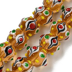 Оранжевый Бусы лэмпворк ручной работы, неровный, круглые, оранжевые, 13.5~15 мм диаметром, отверстие : 1.2~1.4 мм