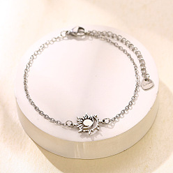 Sol 304 de enlace de acero inoxidable de las pulseras, pulseras de cadena tipo cable para mujer, color acero inoxidable, sol y luna, 6.50 pulgada (16.5 cm)