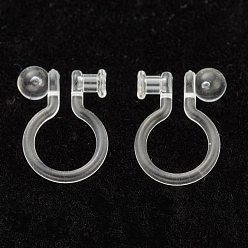 Прозрачный Пластиковые серьги с клипсами, для не проколотых ушей, прозрачные, 11x8x1 мм, отверстие : 1 мм