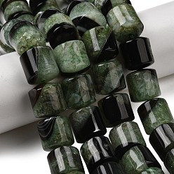 Зеленый Природный агат бисер нитей, окрашенная и подогревом, барабан, зелёные, 14~14.5x13.5~14.5 мм, отверстие : 1~1.2 мм, около 28 шт / нитка, 15.55"~15.75'' (39.5~40 см)