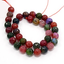 Agate Craquelé Pierre gemme agate naturelle, teint, facette, ronde, 10mm, Trou: 1mm, sur: 37 perle / Chapelet, 14.6 pouce