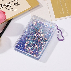 Темно-Синий Прямоугольный акриловый брелок с зыбучим песком, блестящая чеканка кулон украшения наклейка брелок, с шаровыми цепей, темно-синий, 9x6 см