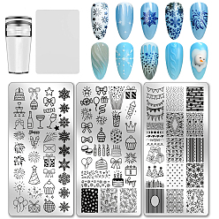 Mixed Shapes Шаблоны для нейл-арта своими руками из нержавеющей стали, шаблонный инструмент, прямоугольные, разнообразные, 12x6 см, 3 шт / комплект