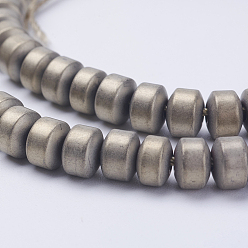 Светло-Золотое Покрытие Гальванизировать немагнитных синтетический гематит бисер пряди, матовые, рондель, свет позолоченные, 6x4.5 мм, отверстие : 1 мм, около 87 шт / нитка, 15.1 дюйм (38.5 см)