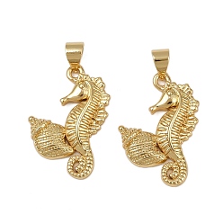 Sea Horse Латунные подвески, долговечный, без кадмия и без свинца, стойки покрытие, реальный 18 k позолоченный, морской конек, 23.5x15.5x3 мм, отверстие : 4.5x3.5 мм