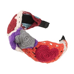 Crimson Ethnic Style Ladies' Knitted Cloth Hair Bands, Crimson, 140x120x50mm