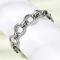 Нержавеющая Сталь Цвет 304 женские браслеты-цепочки со звеньями из нержавеющей стали, кольцо, цвет нержавеющей стали, 6.65 дюйм (16.9 см)