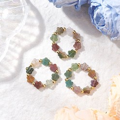 (RRHB277) Кристалл на подкладке из медово-бежевого цвета 3шт. натуральные индийские агатовые кольца, цветок, с латунной бисера, внутренний диаметр: 19 мм