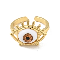 Peru Acrylic Horse Eye Open Cuff Ring, Real 18K Gold Plated Brass Jewelry for Women, Cadmium Free & Lead Free, Peru, US Size 7(17.3mm)