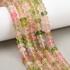 Pink Нити из окрашенного натурального розового кварца, имитация арбуз турмалин, гладкая рондель, розовые, 8x5 мм, отверстие : 1.2 мм, около 73 шт / нитка, 14.57'' (37 см)