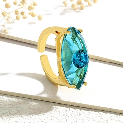 Темно-Голубой Кольцо-солитер с микропаве из латуни и кубическими цирконами, манжеты со стеклом, злые глаза, глубокое синее небо, внутренний диаметр: регулируемый