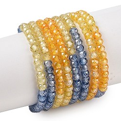 Разноцветный Прозрачный градиент цвета нити циркония, сегментированные разноцветные бусины, граненые, рондель, красочный, 3x2 мм, отверстие : 0.6 мм, о 200шт / цепи, 15.79'' (40.1 см)