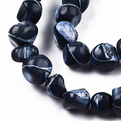 Prussian Blue Natural Trochid Shell/Trochus Shell Beads Strands, Dyed, Nuggets, Prussian Blue, 7~12x5~10x4~8mm, Hole: 1mm, about 60~64pcs/strand, 15.16 inch~15.75 inch(38.5~40cm)