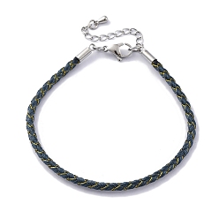 Темно-Серый Изготовление плетеных браслетов из полиэфирного шнура, с карабинами-карабинами из нержавеющей стали, латунная фурнитура, долговечный, темно-серый, 7-3/8 дюйм (18.8 см)