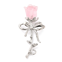 Pink Подвески из сплава, с акриловой, Очарование розы "Цветок жизни", розовые, 42x20.5x10.5 мм, отверстие : 2.2 мм