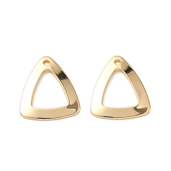 Треугольник Латунные подвески, полые прелести, без никеля , реальный 18 k позолоченный, треугольные, 16x14x1 мм, отверстие : 1.4 мм
