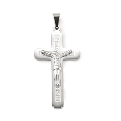 Нержавеющая Сталь Цвет 304 из нержавеющей стали большие кулоны, подвеска в виде креста-распятия, с 201 держателями для ледоруба из нержавеющей стали, цвет нержавеющей стали, 55.5x29.5x5 мм, отверстие : 9x5 мм