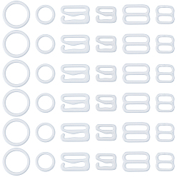 White 300Pcs 6 Styles Iron Underwear Strap Buckles, Bra Slider Hooks, White, 8.5~14.5x10.5~15.5x1mm, Inner Diameter: 3~12mm, 50pcs/style