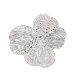 Платина Железный шарик крышки, гравированные металлические украшения, цветок, платина, 50x50x1 мм, отверстие : 0.8 мм