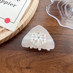 (404) Непрозрачное AB Кислое яблоко Заколки для волос из пвх, снежинка, цветочный белый, 50x35x37 мм