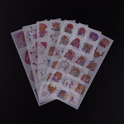 Gemischte Farbe Süße Mädchen Thema Scrapbooking Aufkleber, selbstklebend, für Tagebuch, Album, Heft, DIY Kunsthandwerk, Kalender, Gemischte Farbe, 16.1x8x0.01 cm, 6 Blätter / Satz