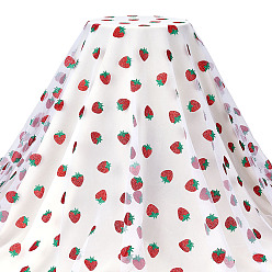 Белый 3 ярдов полиэстеровой марлевой ткани, Клубничный узор, белые, 1680x0.3 мм