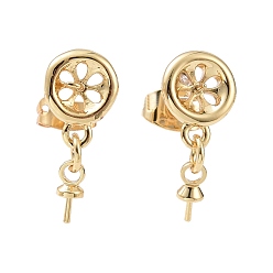 Золотой Изделия из латуни, с уха орехов, за половину пробурено бисера, плоско-круглые, без кадмия и без свинца, золотые, 18 мм, штифт: 0.8 мм и 0.7 мм (для наполовину просверленных бусин)