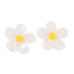 Белый Непрозрачные акриловые подвески, цветок, белые, 31x32x4.5 мм, отверстие : 1.2 мм